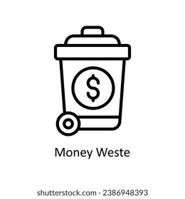 Money waste vector outline Icon Design illustration. Business And Management Symbol on White background EPS 10 File
