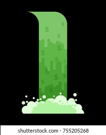 Money waterfall. River of cash. Flow of dollars. Profit business concept. Vector illustration
