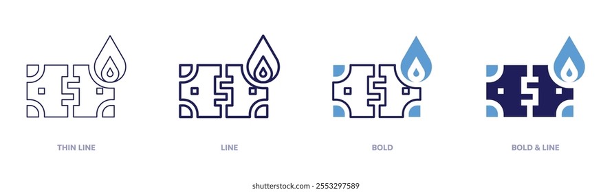 Icono de la riqueza del dinero en 4 estilos diferentes. Línea delgada, línea, negrita y línea negrita. Estilo duotono. Trazo editable.