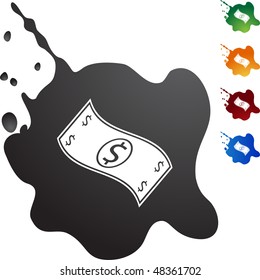 Botón web de dinero aislado en un fondo