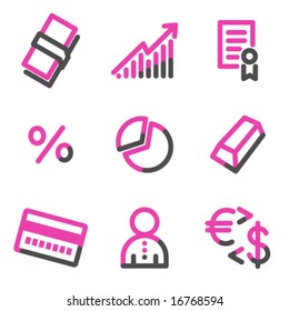 Money web icons, pink contour series