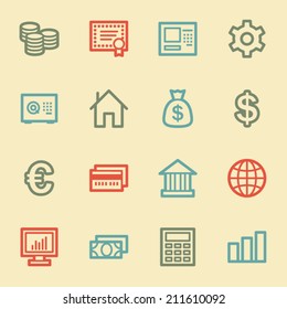 Money web icons, retro color