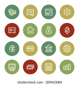 Money web icons, vintage color