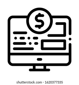 Money Web Site Icon Vector. Outline Money Web Site Sign. Isolated Contour Symbol Illustration