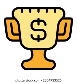 Money win cup icon outline vector. Productive company. Business people color flat