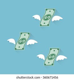 money with wing flying vector illustration