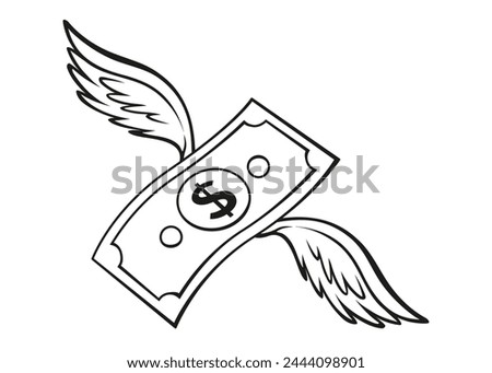 Money with wings dollar flat vector icon design.