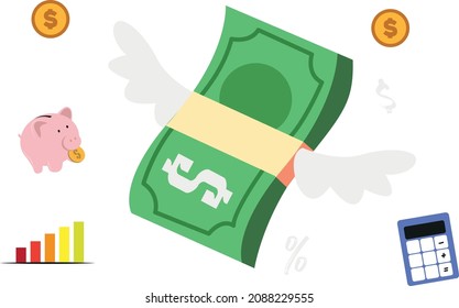 money with wings financial illustration