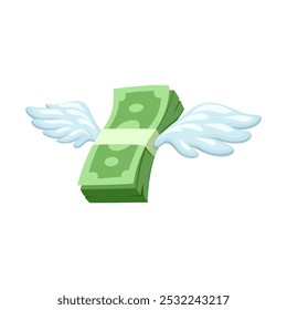 Money Wings Flying Symbol Cartoon Illustration Vetor