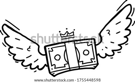 Money with Wings. Flying money. Vector illustration