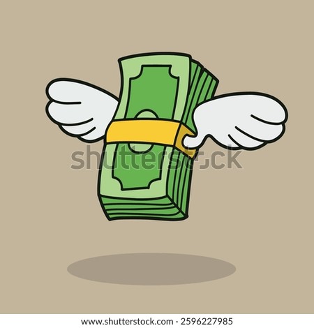 money with wings good for sticker, element design, badge, etc