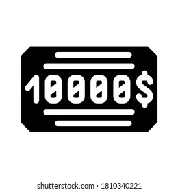 money winning card glyph icon vector. money winning card sign. isolated contour symbol black illustration