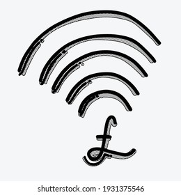 Money wireless vector icon. Drawing sketch illustration hand drawn line.