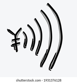 Money wireless vector icon. Drawing sketch illustration hand drawn line.