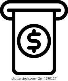 Geld zurückziehen Symbol mit Linie und einfachen Stil