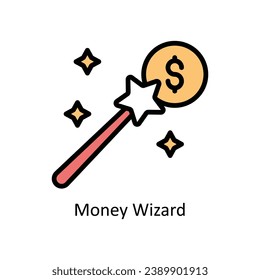 Money Wizard vector filled outline Icon Design illustration. Business And Management Symbol on White background EPS 10 File