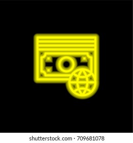 Money yellow glowing neon ui ux icon. Glowing sign logo vector