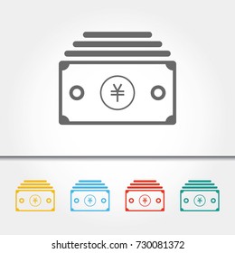 Money Yen Thin Line Single Icon Vector Illustration