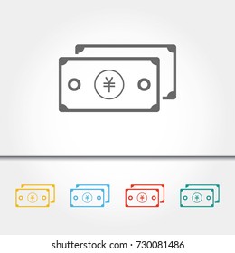 Money Yen Thin Line Single Icon Vector Illustration