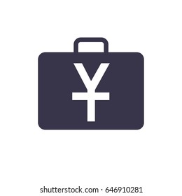 Money yuan briefcase flat vector icon