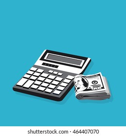 money,accounting,calculator with money in vector format eps10