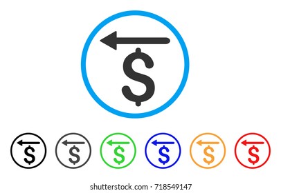 Moneyback rounded icon. Style is a flat moneyback gray symbol inside light blue circle with black, gray, green, blue, red, orange versions. Vector designed for web and software interfaces.