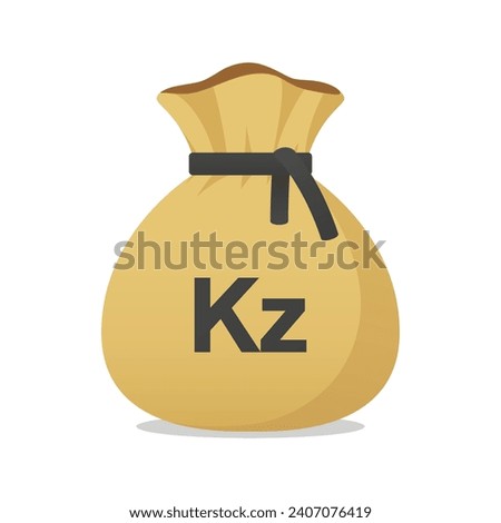 Moneybag with Angolan Kwanza sign. Cash, interest rate, business and financial item. Flat style vector finance symbol.