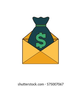 moneybag with envelope icon image, vector illustration design