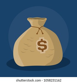 moneybag finance cash money over blue background vector illustration