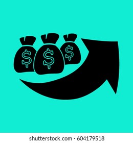 moneybag grown chart vector icon