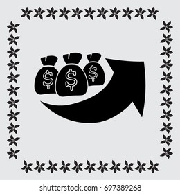 moneybag grown chart vector icon