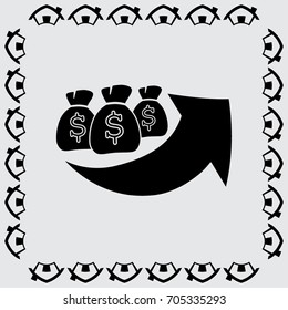 moneybag grown chart vector icon
