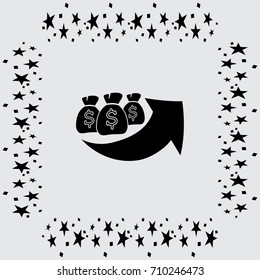 moneybag grown chart vector icon