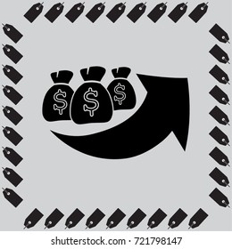 moneybag grown chart vector icon