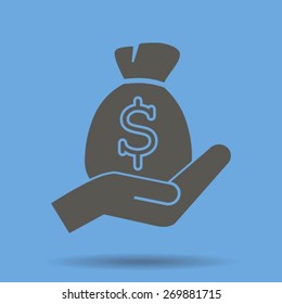 moneybag and hand