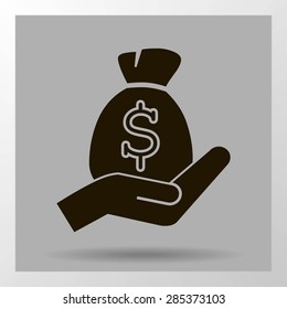 moneybag and hand