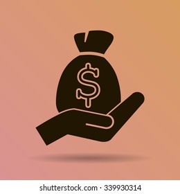 moneybag and hand
