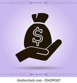 moneybag and hand