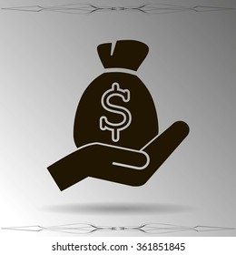 moneybag and hand