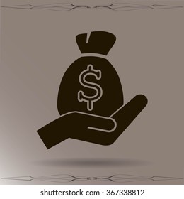 moneybag and hand