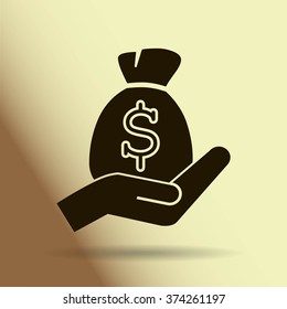 moneybag and hand