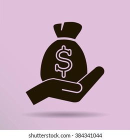 moneybag and hand