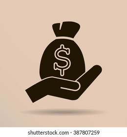 moneybag and hand
