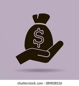 moneybag and hand