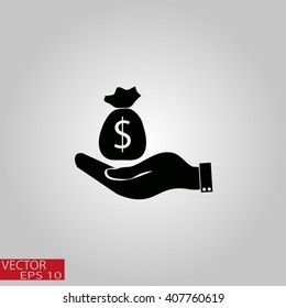 moneybag and hand