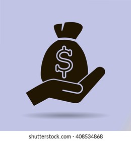 moneybag and hand