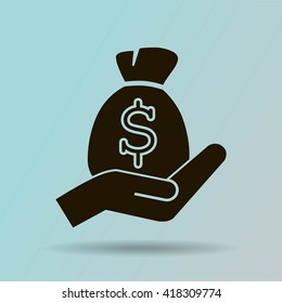 moneybag and hand