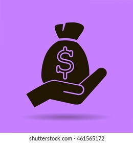 moneybag and hand