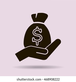moneybag and hand