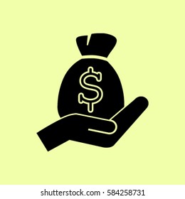 moneybag and hand
